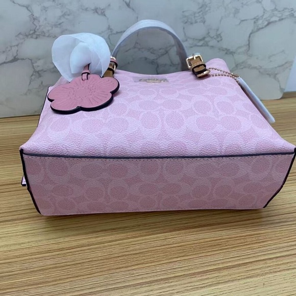 🍥COACH Mollie Tote Bag 25 In Signature Powder Pink - Picture 7 of 9